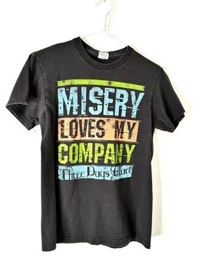 Three Days Grace Misery Loves My Company Graphic Tee Black Faded Band Shirt
